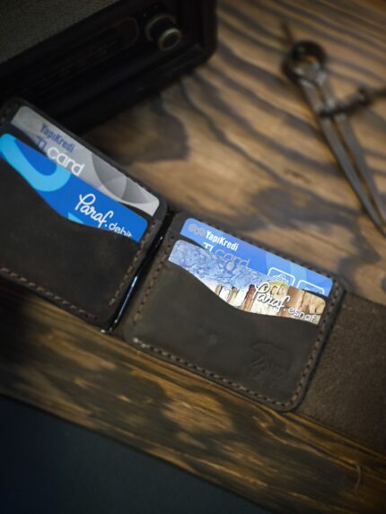 MY Leather Magneto El Yapımı Hakiki Deri Mıknatıslı Para Klipsli Kartlık